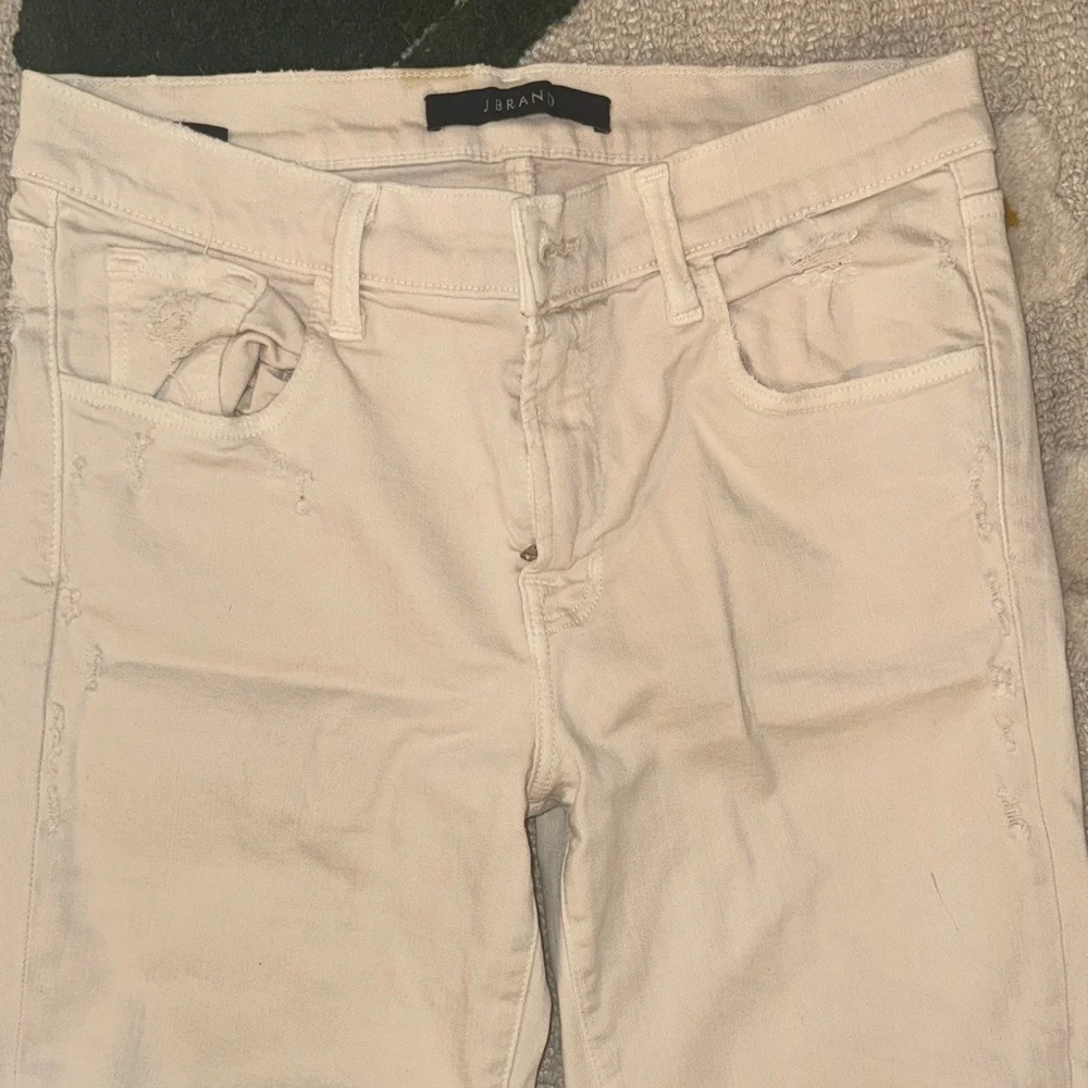 J Brand Women's Distressed Cream Ankle Jeans - Picture 2 of 16